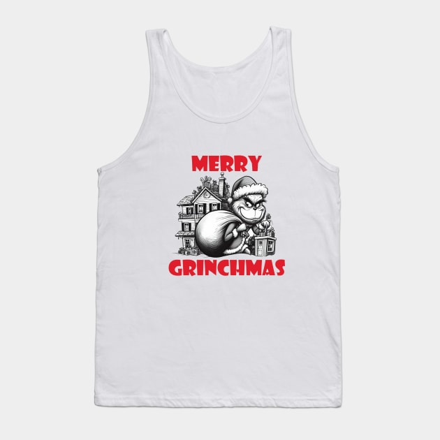 Christmas Grinch Tank Top by BukovskyART